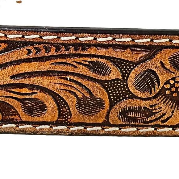 3D DDD 3-D Mens Tooled 1/2" Genuine Leather Floral Western Rustic Brown sz 48 - Picture 6 of 16